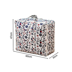 SOGA Nautical Icons Super Large Storage Luggage Bag Double Zipper Foldable Travel Organiser Essentials