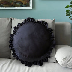 SOGA 45Cm Butterfly Black Vintage Lotus Leaf Edge Round Throw Pillow