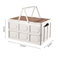 SOGA 2X 52.5cm 55L White Car & Camping Foldable Storage Box Crate Stackable Container with Handle