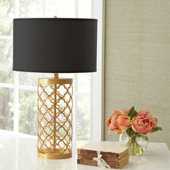 SOGA 4X Golden Hollowed Out Base Table Lamp with Dark Shade