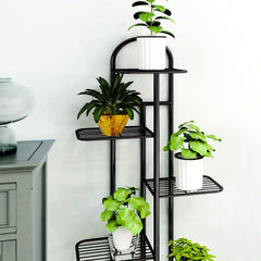 SOGA 2X 4 Tier 5 Pots Black Metal Plant Stand Flowerpot Display Shelf Rack Indoor Home Office Decor