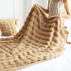 SOGA 160X200cm Throw Blanket Coffee Double Layer Rabbit Fur Cozy Comfort with Stylish Decor