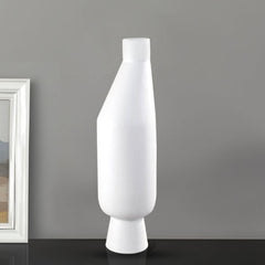 SOGA 2X 14x52cm Ornament White Minimalist Vases with Narrow Neck Rounded Body for Modern Home Decor