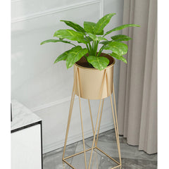 SOGA 2X 50cm Gold Metal Plant Stand with Gold Flower Pot Holder Corner Shelving Rack Indoor Display