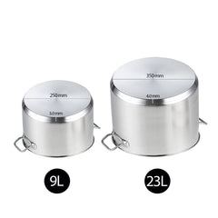 SOGA Stock Pot 9L 23L Top Grade Thick Stainless Steel Stockpot 18/10