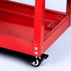 SOGA 2 Tier Tool Storage Cart Portable Service Utility Heavy Duty Mobile Trolley Red