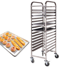 SOGA Gastronorm Trolley 15 Tier Stainless Steel Cake Bakery Trolley Suits 60*40cm Tray