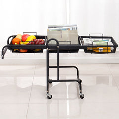 SOGA 3 Tier Steel Black Adjustable Kitchen Cart Multi-Functional Shelves Storage Organizer with Wheels