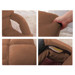 SOGA 2X Foldable Lounge Cushion Adjustable Floor Lazy Recliner Chair with Armrest Coffee