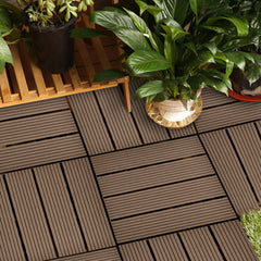 SOGA 2X 11 pcs Dark Chocolate DIY Wooden Composite Decking Tiles Garden Outdoor Backyard Flooring Home Decor