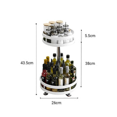 SOGA 2X 2 Tier Steel White Round Rotating Multi-Function Kitchen Portable Storage Spice Seasoning Kitchen Countertop Organiser Shelf