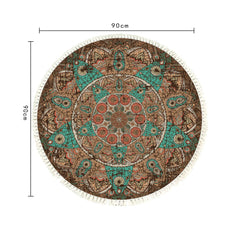 SOGA 90cm Mandala Round Area Thick Anti-slip Doormat Home Decor