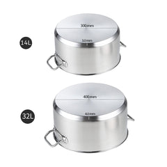 SOGA Stock Pot 14L 32L Top Grade Thick Stainless Steel Stockpot 18/10