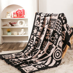 SOGA 130x160cm Throw Blanket  Black and White New Year Limited Edition Peace and Joy Plush Cozy