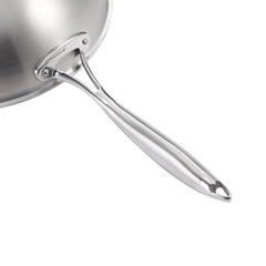 SOGA 18/10 Stainless Steel Fry Pan 34cm Frying Pan Top Grade Skillet with Helper Handle and Lid