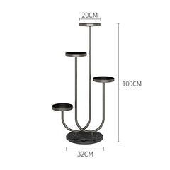 SOGA 2X U Shaped Plant Stand Round Flower Pot Tray Living Room Balcony Display Black Metal Decorative Shelf