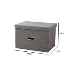 SOGA 2X Grey Medium Foldable Canvas Storage Box Cube Clothes Basket Organiser Home Decorative Box