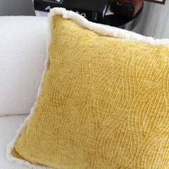 SOGA 50cm Throw Pillow Turmeric Yellow Aesthetic Chenille Texture for Home Decor