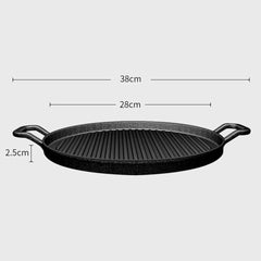 SOGA 28cm Ribbed Cast Iron Frying Pan Skillet Coating Steak Sizzle Platter