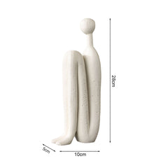 SOGA 10x28cm Ornament Modern Stickman Art Sculpture Minimalist Resin Statue Round Head for Home Decor and Bookend