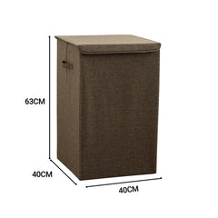 SOGA Coffee Large Collapsible Laundry Hamper Storage Box Foldable Canvas Basket Home Organiser Decor