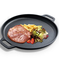 SOGA Cast Iron Frying Pan Skillet  Coating Steak Sizzle Platter 35cm