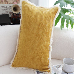 SOGA 35cm Throw Pillow Turmeric Yellow Aesthetic Chenille Texture for Home Decor