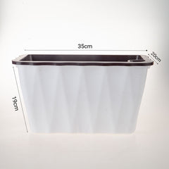 SOGA 35cm Small White Rectangular Flowerpot Vegetable Herb Flower Outdoor Plastic Box Garden Decor