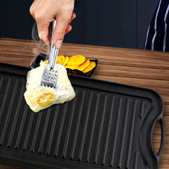 SOGA 50.8cm Cast Iron Ridged Griddle Hot Plate Grill Pan BBQ Stovetop