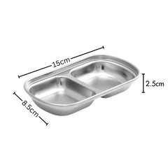 SOGA 15cm Silver Sauce Pan with Two Compartments Divided Sauce Dish Kitchen