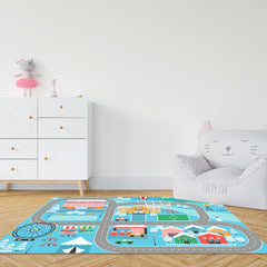 SOGA 2X 120cm Kids Rug Street Map Play Mat Educational Baby Theme Park Area Rugs