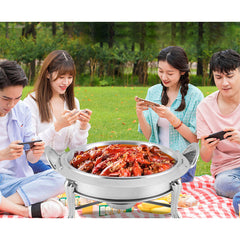 SOGA 2X Stainless Steel Round Buffet Chafing Dish Cater Food Warmer Chafer with Glass Top Lid