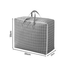 SOGA 2X Grey Plaid Medium Storage Luggage Bag Double Zipper Foldable Travel Organiser Essentials