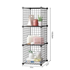 SOGA 2X Black Portable 3 Tier Cube Storage Organiser Foldable DIY Modular Grid Space Saving Shelf