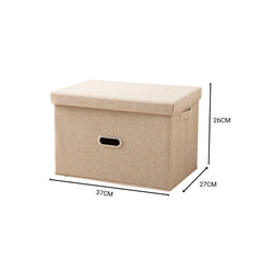 SOGA 2X Beige Medium Foldable Canvas Storage Box Cube Clothes Basket Organiser Home Decorative Box