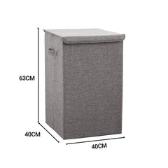 SOGA Grey Large Collapsible Laundry Hamper Storage Box Foldable Canvas Basket Home Organiser Decor