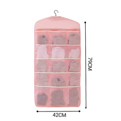 SOGA 2X Pink Double Sided Hanging Storage Bag Underwear Bra Socks Mesh Pocket Hanger Home Organiser