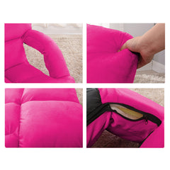 SOGA 2X Foldable Lounge Cushion Adjustable Floor Lazy Recliner Chair with Armrest Pink