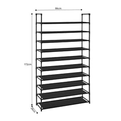 SOGA 2X 10 Tier Shoe Storage Shelf Space-Saving Caddy Rack Organiser with Handle