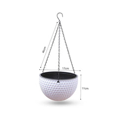 SOGA 2X White Small Hanging Resin Flower Pot Self Watering Basket Planter Outdoor Garden Decor