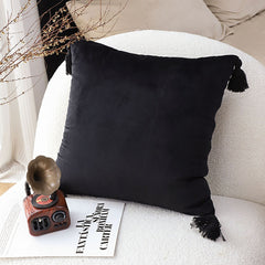 SOGA 45cm Black Vintage Butterfly Pillow Tassel Velvet Square Throw Pillow