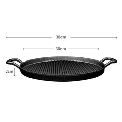 SOGA 2X 30cm Ribbed Cast Iron Frying Pan Skillet Steak Sizzle Platter