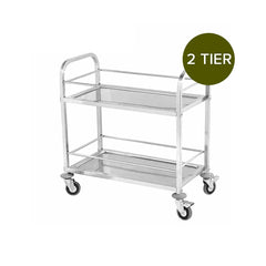 SOGA 2X 2 Tier 95x50x95cm Stainless Steel Drink Wine Food Utility Cart Large