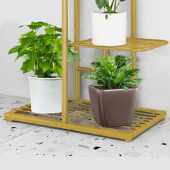 SOGA 2X 5 Tier 6 Pots Gold Metal Plant Stand Flowerpot Display Shelf Rack Indoor Home Office Decor