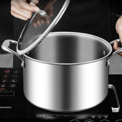 SOGA 2X 20cm Stainless Steel Soup Pot Stock Cooking Stockpot Heavy Duty Thick Bottom with Glass Lid