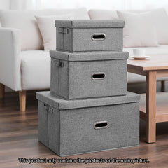 SOGA 2X Grey Medium Foldable Canvas Storage Box Cube Clothes Basket Organiser Home Decorative Box