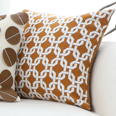 SOGA 50cm Brown Checkered Chain Jacquard Square Pillow Decorative Cushion for Home Deco