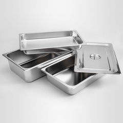 SOGA 2X Gastronorm GN Pan Full Size 1/1 GN Pan 4cm Deep Stainless Steel Tray with Lid