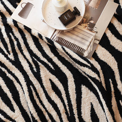 SOGA 2X 130x170cm Throw Blanket Black and White Soft Zebra Print Half Fleece Casual Stylish Cozy