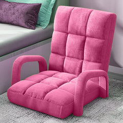 SOGA Foldable Lounge Cushion Adjustable Floor Lazy Recliner Chair with Armrest Pink